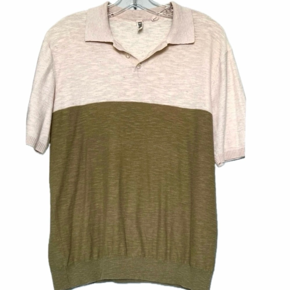 G/89MEN Classic Beige and Olive Linen/Cotton Polo Shirt